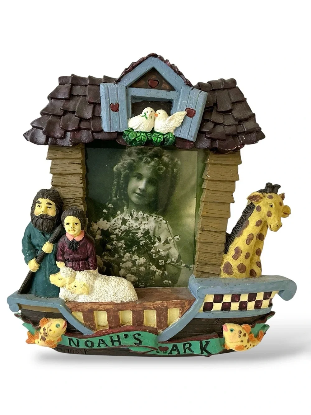 VIntage Noah’s Ark Photo Frame 3D Elements Table Decor or Hang